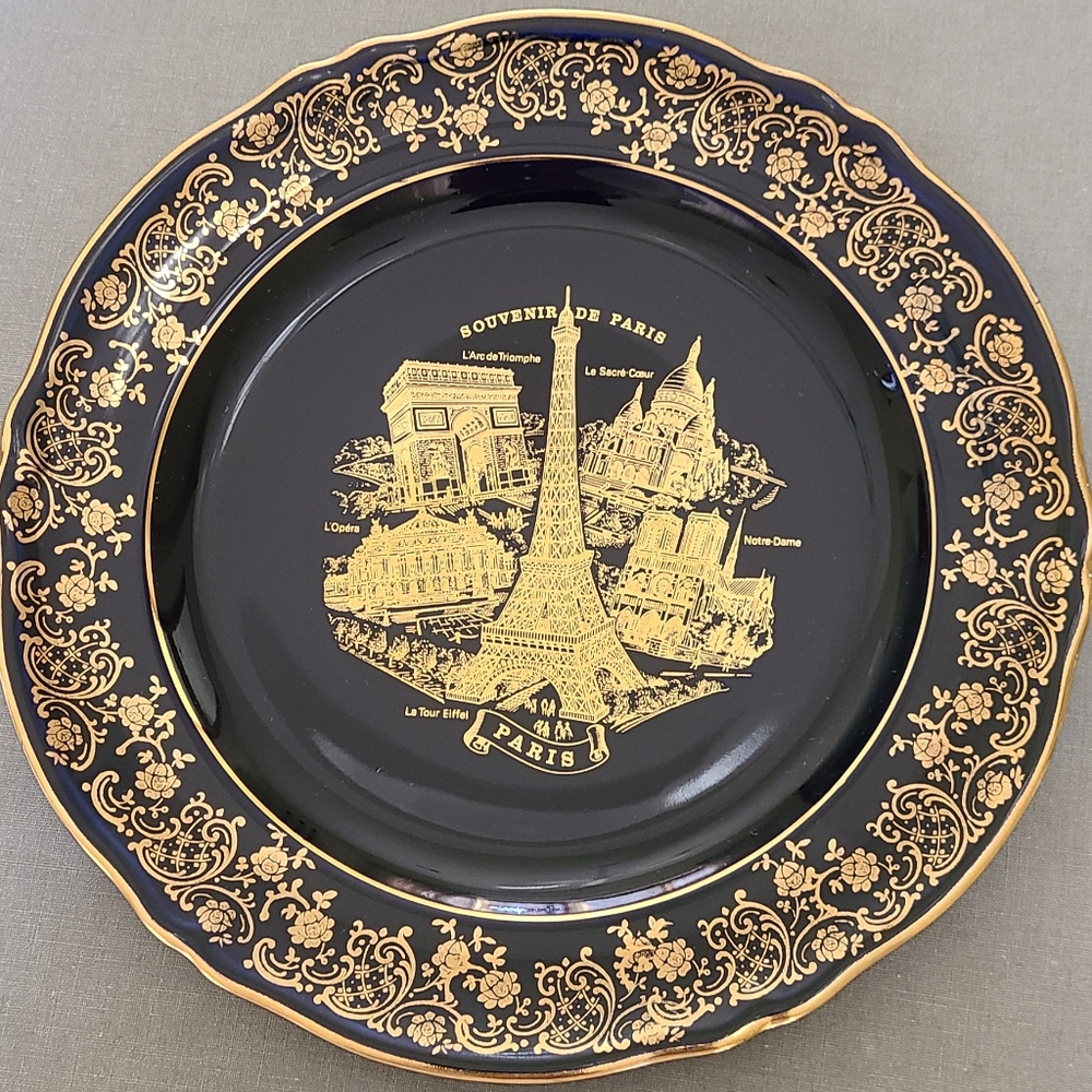 Florance Limoges Paris Souvenir Plate Cobalt Blue